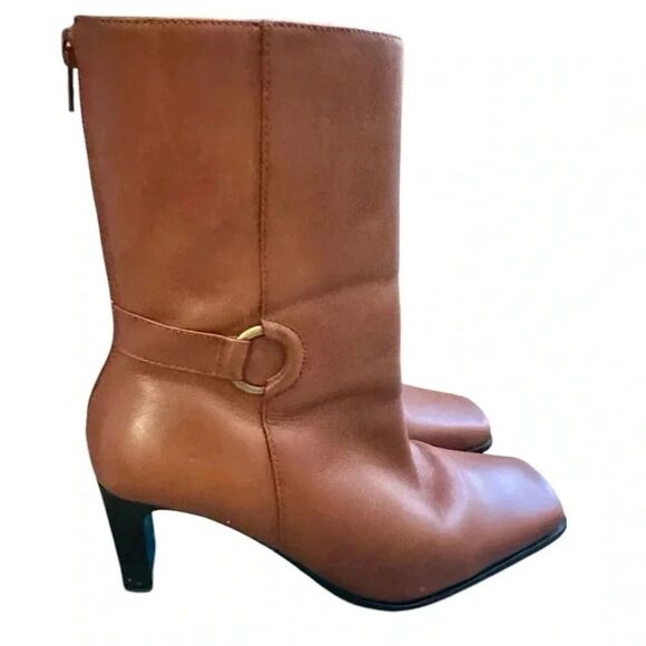 Amanda Smith Karma Mid-Calf Leather Boots/Vintage Boots From The 90s/Back Zip. - Picture 3 of 7
